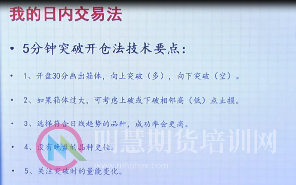 7届期货实盘交易冠军李永强期货日内短线实战技术（上）——明慧期货培训网